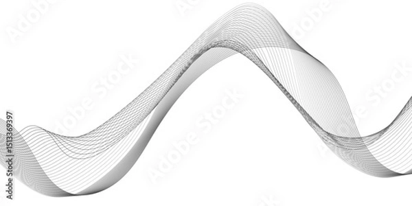 Fototapeta black gradient curve shape isolated on white background, medical folded bandage line, abstract grey wave lines on transparent background,  Luxury abstract geometric background design .