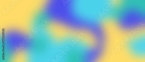 Fototapeta Gradient blurred abstract background. Blue, green and yellow horizontal wallpaper. Simple watercolor backdrop. Vector illustration