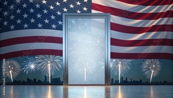 Obraz Illuminated Patriotism: Fireworks and the American Flag