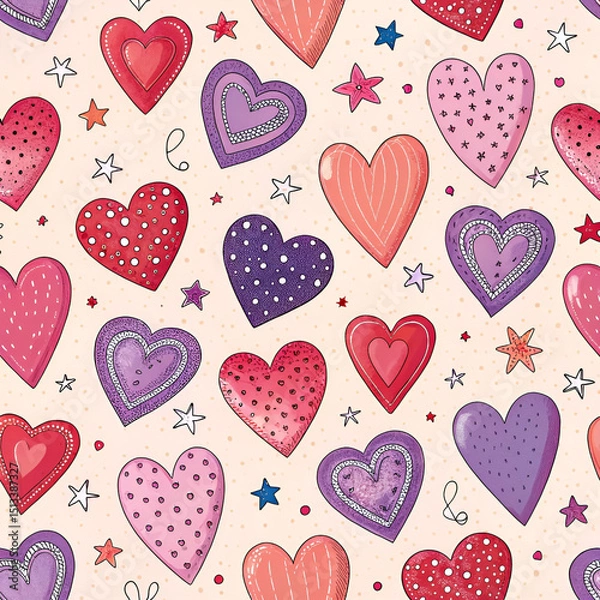 Fototapeta seamless pattern with hearts