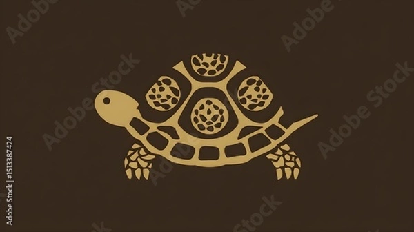 Fototapeta Turtle icon with shell pattern, minimal style