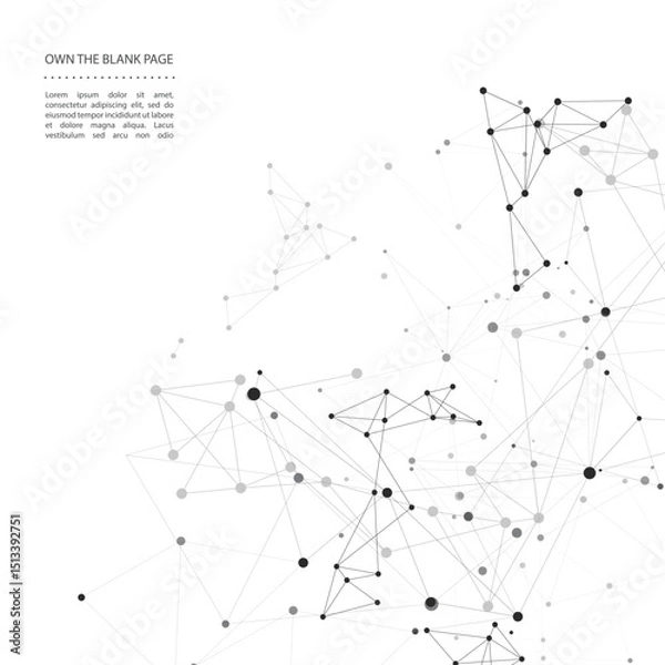 Fototapeta Vector connect lines and dots on white background. Network connection structure. Abstract template for your design