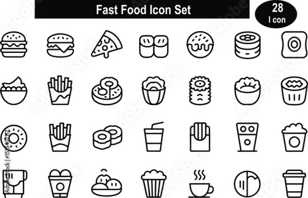 Fototapeta Food icons set vector collection with food and drink symbols for web and business design