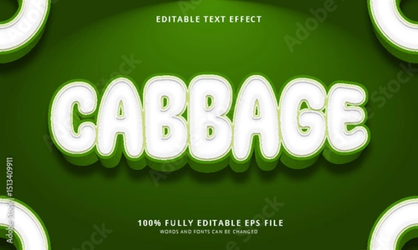 Fototapeta Cabbage text style editable text effect