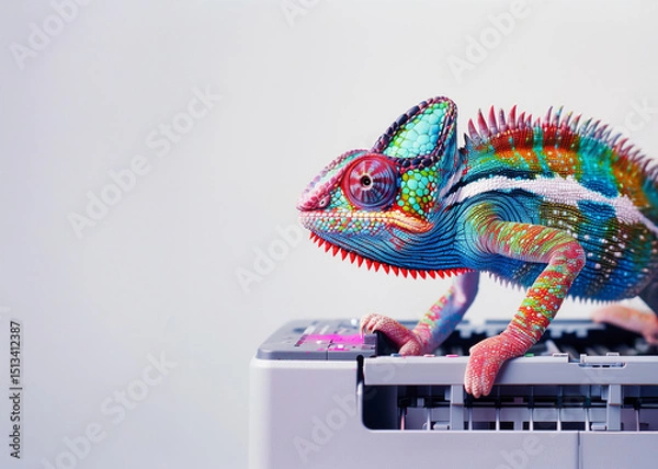 Obraz office printer colorful chameleon color tank cmyk rgb spectrum