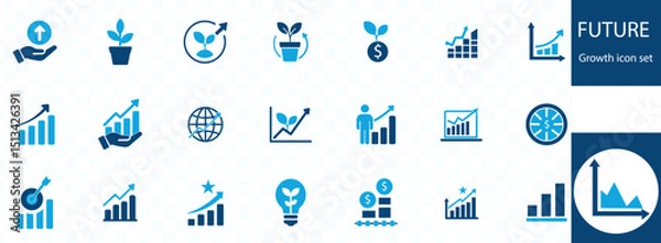 Fototapeta future growth icon set . gain, improvement, grow, chart, increase, evolution and development icons.
