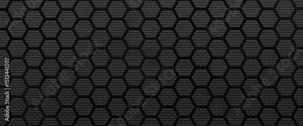 Fototapeta Black plastic hexagonal surface background texture 
