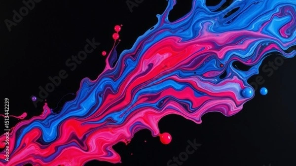 Obraz Abstract Swirling Pink and Blue Paint Dynamic Fluid Art Background