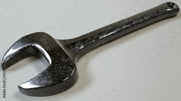 Fototapeta Close-up of a dark gray wrench, speckled with tiny marks