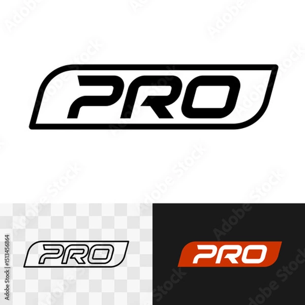 Fototapeta PRO text logo design. Professional version badge with initial letters monogram