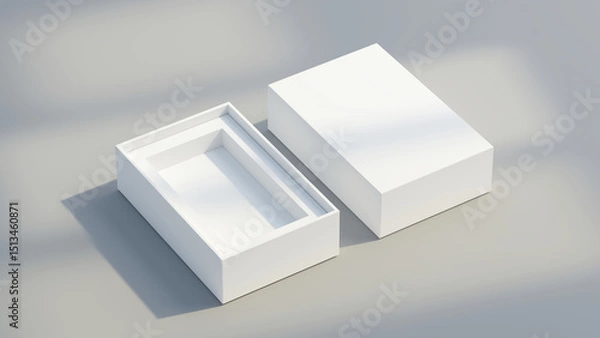 Fototapeta White gift box - Opened box - 3d rendering mock up.