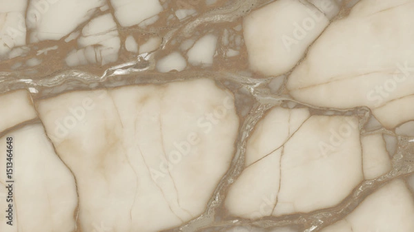 Fototapeta Full-frame 2D slab of Botticino marble with warm beige tones and subtle cloudy patterns.