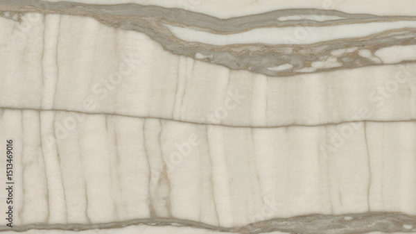 Fototapeta Full-frame 2D slab of Crema Marfil beige tones layered with subtle Calacatta grey swirls.