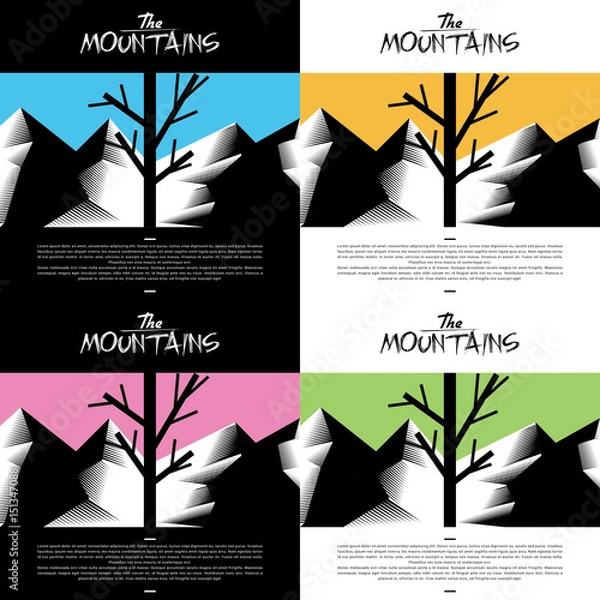 Obraz the mountains plain illustration with the big tree