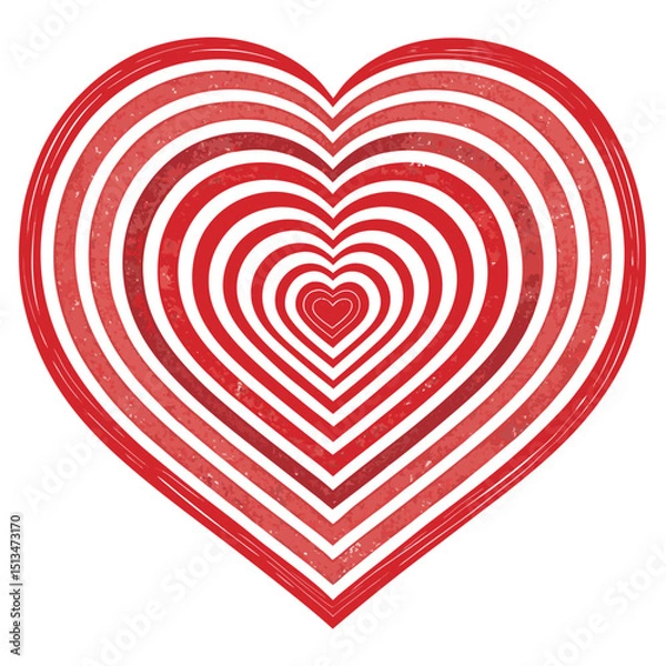 Obraz Create a bold, layered heart vector graphic with strong outlines and distinct layers, suitable for printing and digital use.  Illustrate a three-dimensional effect.