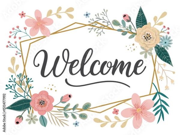 Obraz Design a bold, vector wedding welcome sign.  Create a strong, impactful typographic design with thick strokes.