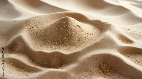Fototapeta Sand grain forming a dune mound. Realistic desert surface. Natural environment with warm beige tone. Copy space background.