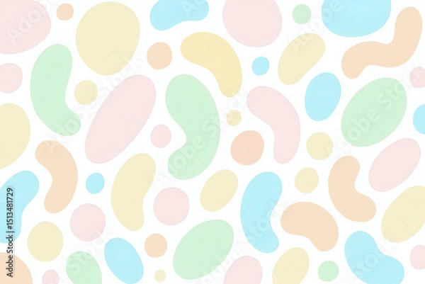 Fototapeta A vibrant and playful abstract pattern featuring various colored shapes in pastel hues