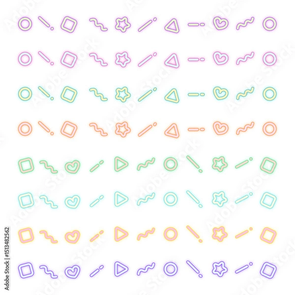 Fototapeta レトロポップなジオメトリック柄の飾り罫セット