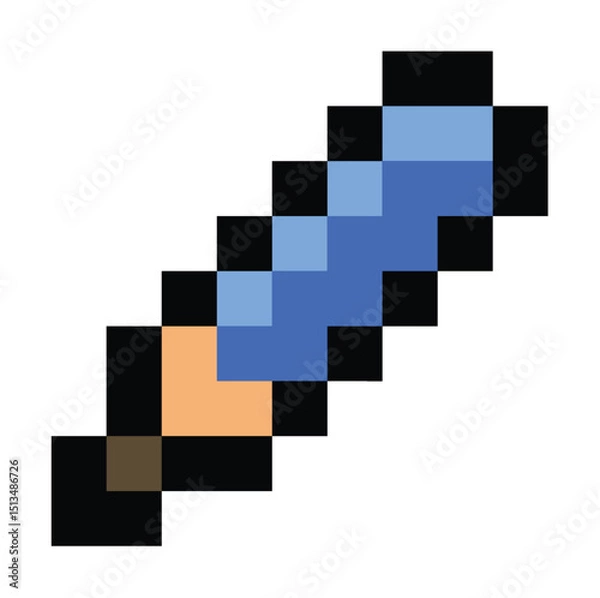 Fototapeta Pixel Art Sword 8-bit Blue Weapon Design, EPS Vector Illustration