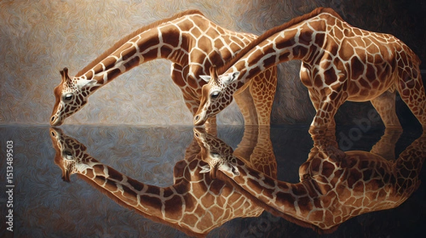 Fototapeta cultural magazine on surreal themes | self-aware illusion | psychic unease | sun-bleached surreal tones | symbolic verticality | burning giraffes | reflected impossibility | hyper-defined edges |