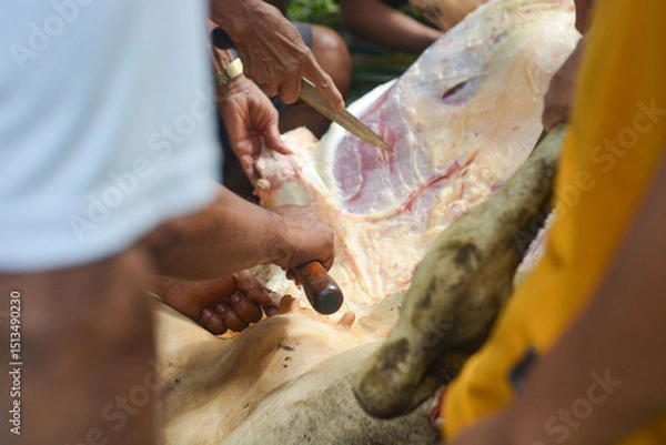 Fototapeta Medium cuts of beef, the best quality fire meat for steaks