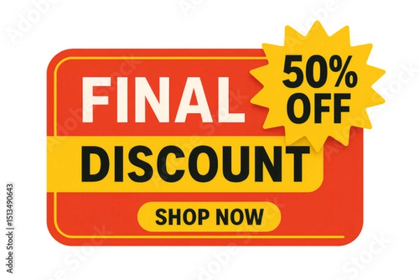 Obraz Final discount offer with fifty percent off on transparent background