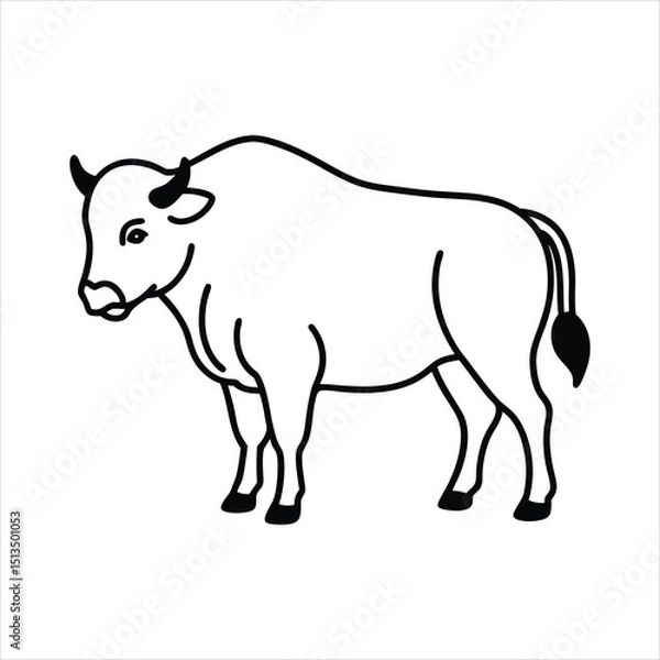 Fototapeta Line art of bison standing.