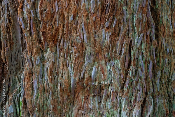 Fototapeta Close up of the bark of a Coastal Redwood tree.