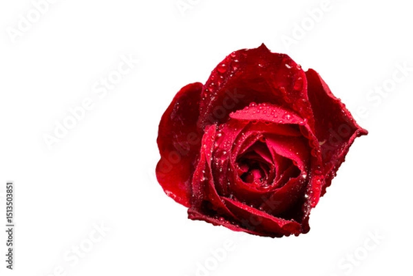 Obraz red rose with water drops, png file