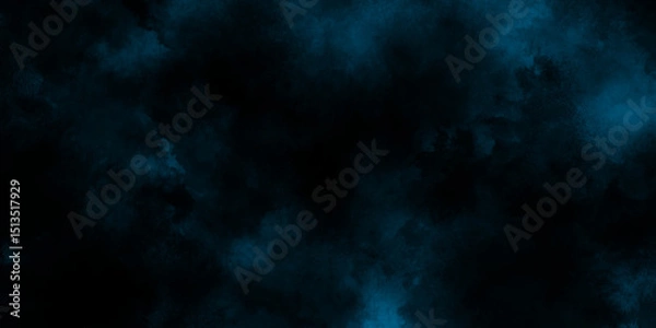 Fototapeta abstract cobalt blue fog or smoke color isolated black background, blue color paint texture photo background for portrait, dark blue grunge texture, black background .