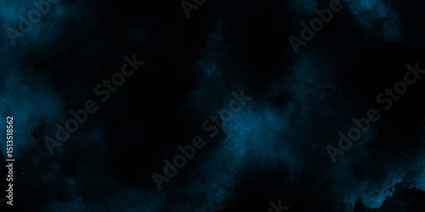 Fototapeta abstract cobalt blue fog or smoke color isolated black background, blue color paint texture photo background for portrait, dark blue grunge texture, black background .