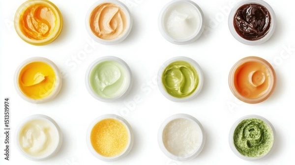 Obraz Skincare Product Samples Isolated on White Background

