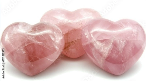 Obraz Tumbled Polished Rose Quartz Heart Crystal for Healing and Energy Work

