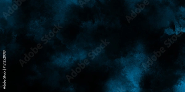 Fototapeta abstract cobalt blue fog or smoke color isolated black background, blue color paint texture photo background for portrait, dark blue grunge texture, black background .