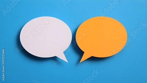 Obraz Two Speech Bubbles Highlighting Communication Concepts on a Vibrant Blue Background

