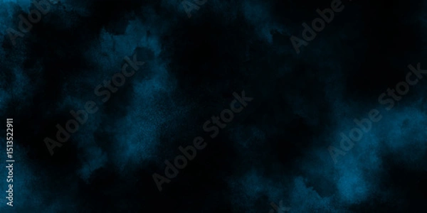 Fototapeta abstract cobalt blue fog or smoke color isolated black background, blue color paint texture photo background for portrait, dark blue grunge texture, black background .
