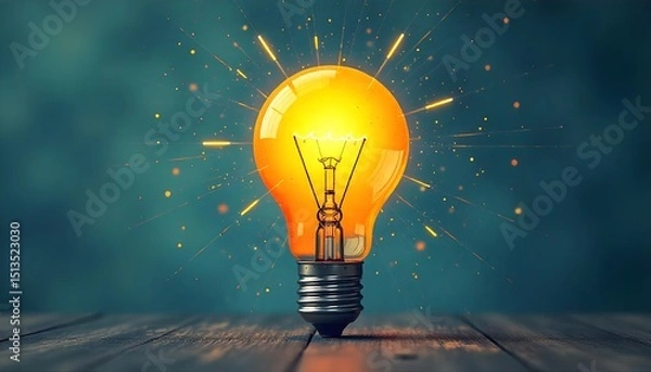Obraz Bright Glowing Light Bulb Symbolizing Creativity and Innovative Ideas

