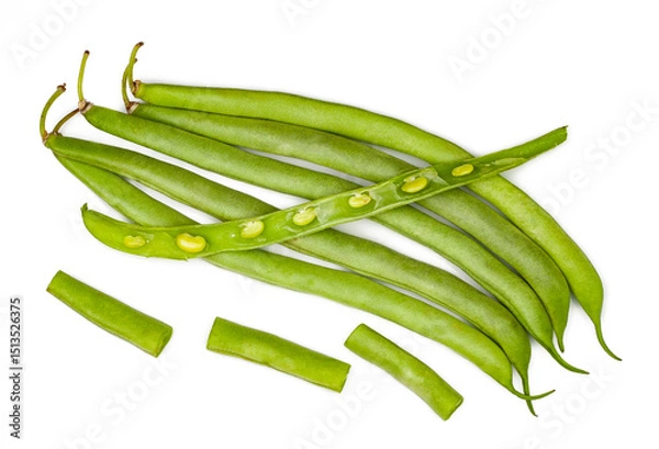 Obraz Fresh green beans isolated on a white background, contour.