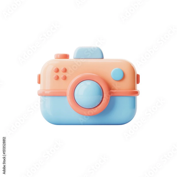 Fototapeta Cute 3D Rendering of a Pastel Colored Toy Camera