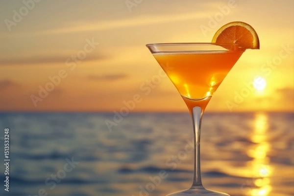 Fototapeta Sunset Cocktail at the Beach an Exotic Vacation Destination Ideal for Rest and Relaxation