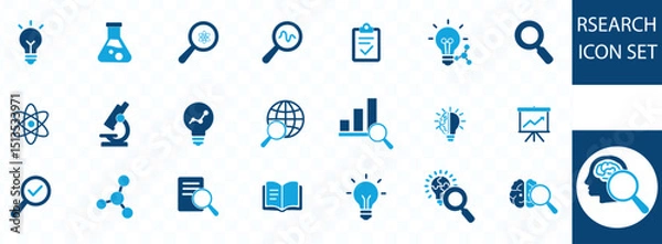 Fototapeta Rsearch icon set. advertainment, section, key, research, swiftness, technical, optimize, website, analysis, copy-write, exploration