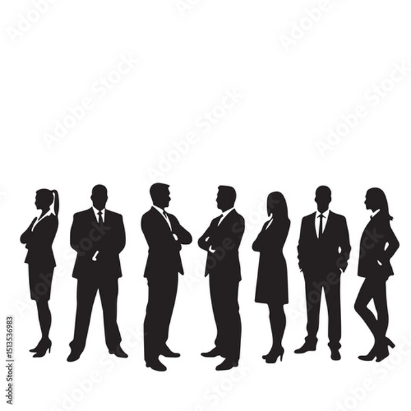 Fototapeta Business people, set of vector silhouettes and silhouettes of men
