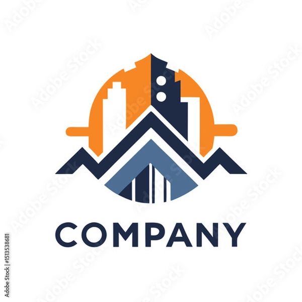 Obraz Modern real estate company logo with geometric building elements
