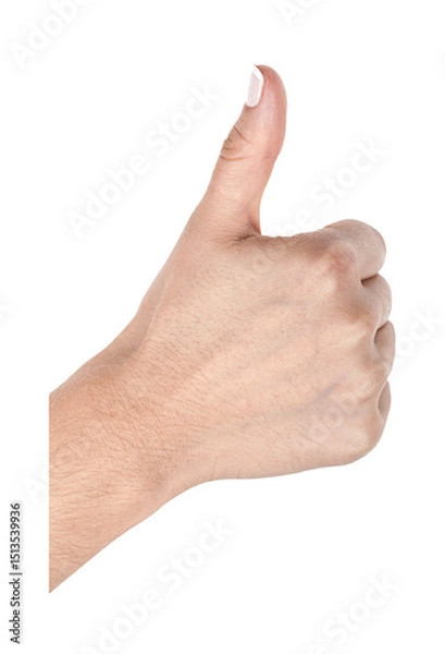 Obraz Female hand with thumbs up sign. Isolated on transparent background