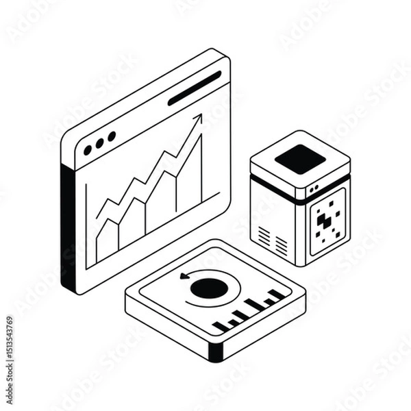 Fototapeta A captivating isometric icon illustrating web analytics clearly