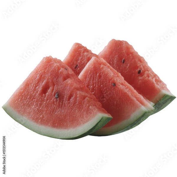 Fototapeta Fresh watermelon slices arranged neatly, showcasing their juicy red flesh and dark seeds, perfect for summer enjoyment on a hot day.