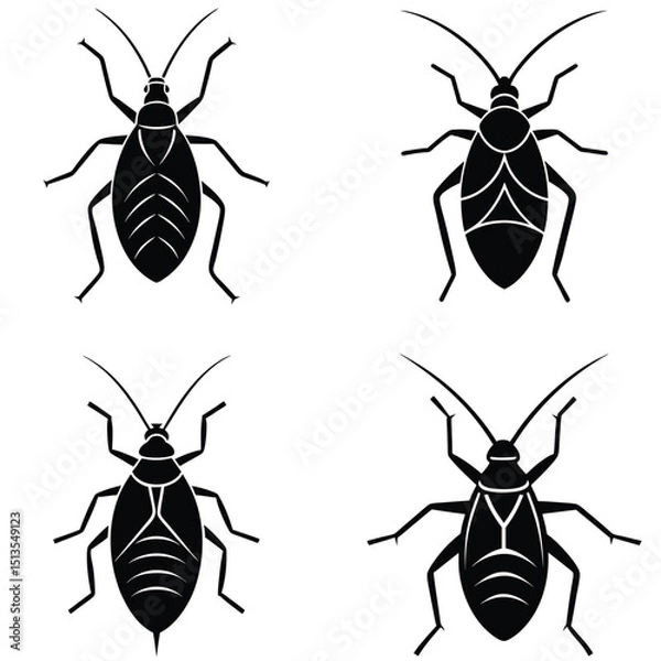 Obraz A collection of isolated insects including a cockroach, ant, fly, beetle, bee, spider, and mosquito on a white background