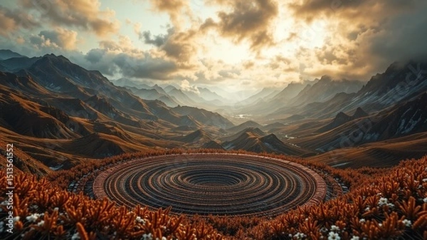 Obraz Sunlight Through Clouds, Woven Hillscape