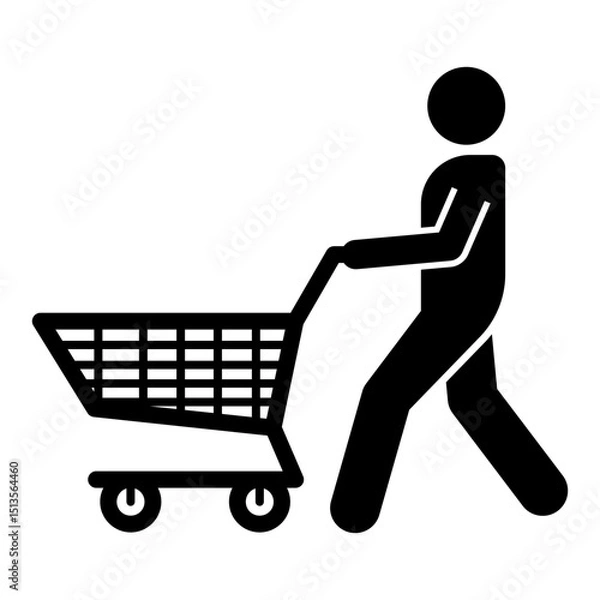 Fototapeta "Person pushing a shopping cart" icon